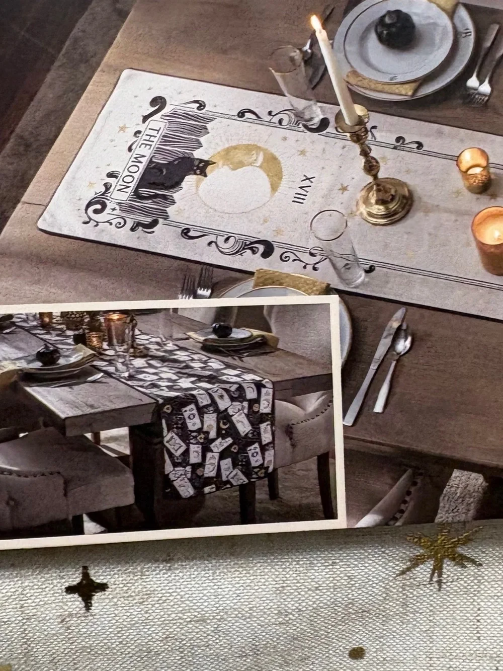 Rachel Zoe Black & Gold Celestial Tarot Table Runner
